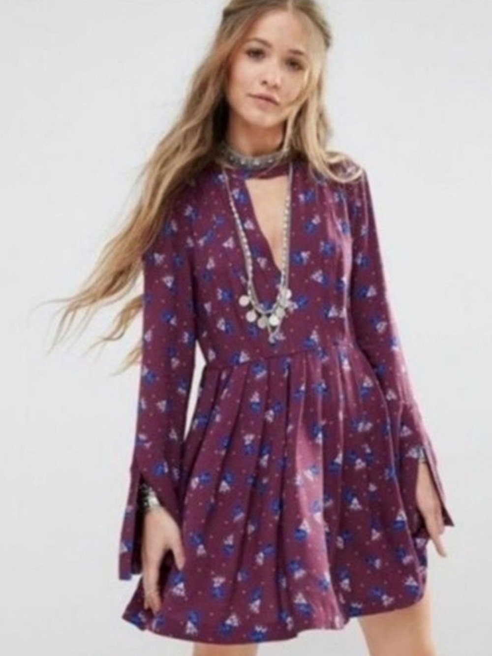 Free People Tegan Floral Print Mini Dress